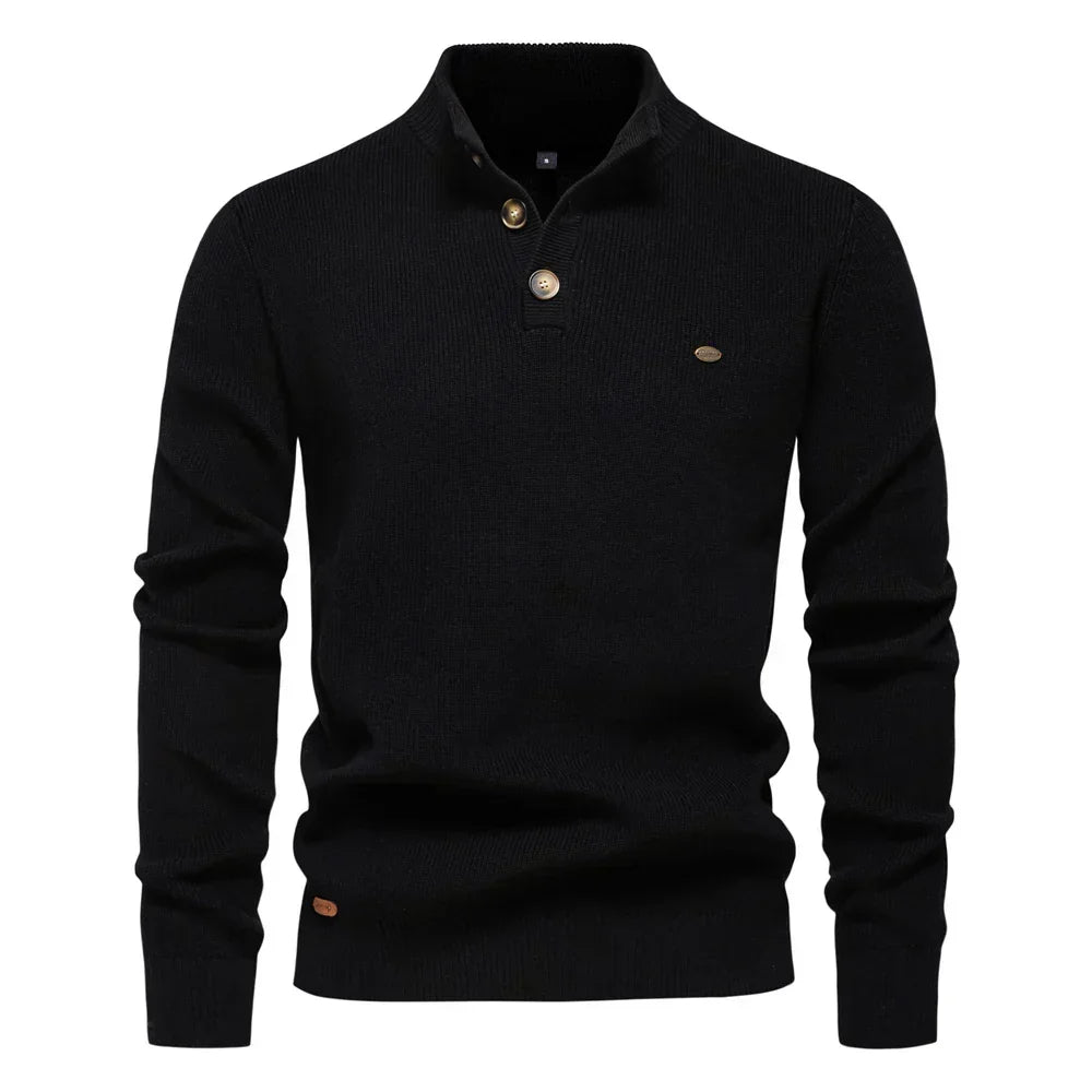 Konrad Stilfuld herrepullover med knapdesign